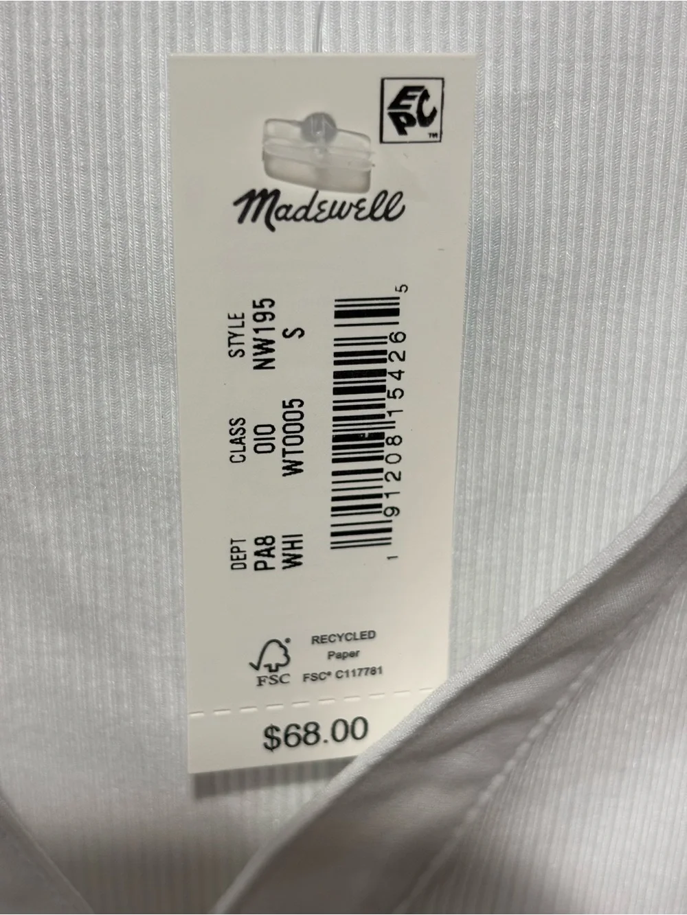 Madewell Puff-Sleeve Drop-Shoulder Knit Top White Small NWT